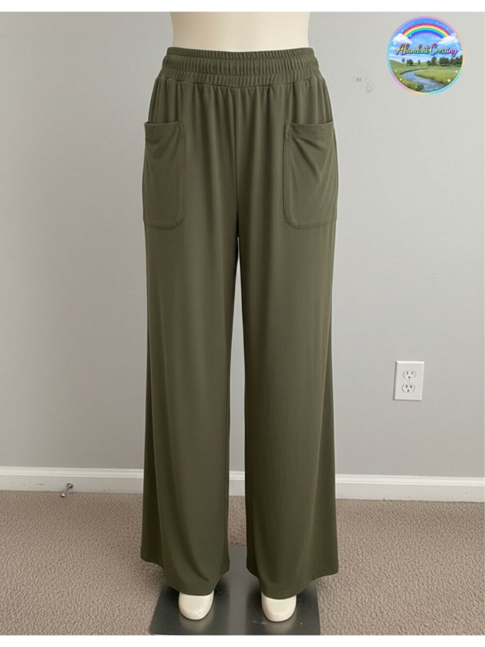 Wide Leg Palazzo Pants High Waisted Pull On Smocked Elastic Waist Flowy Bell